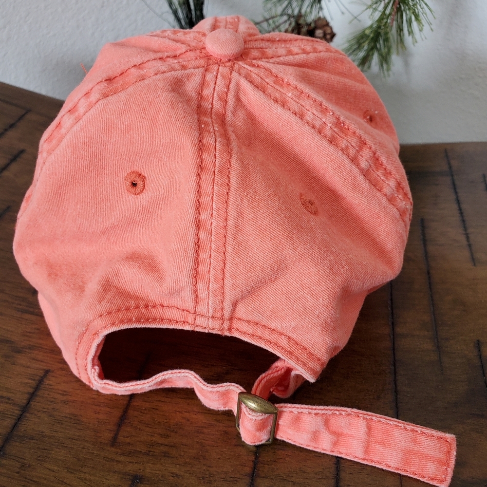 Vintage Washed Coral Peach Faded Orange Blank Baseball Cap Adjustable Strapback - Picture 2 of 6